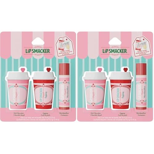 Lip Smacker Holiday Caf? Balm Trio, Moisturizing Lip Balm Set with Festive Flavors, Collectible Frappe Cup Design, Perfect Holiday Gift for Kids & Lip Balm Lovers (Pack of 2)