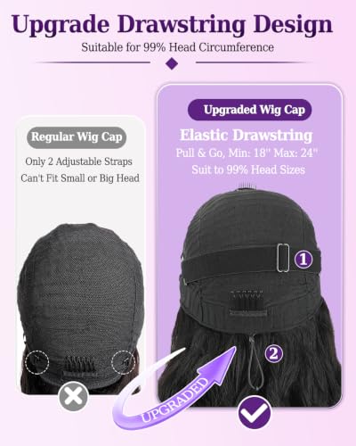 Natural Color 12 Inch Human Hair Body Wave U Part Wig with Drawstring - No Leave Out, Glueless, 180% Density