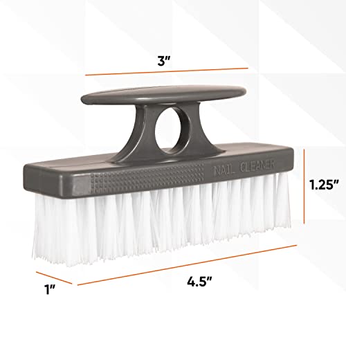 Superio Nail Scrubber Brush - All-Purpose Stiff Cleaning Brush for Hands, Feet, Kitchen & Work - Black, 12 Pack