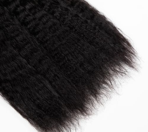 RLHAIR 14 Inch Kinky Straight Human Braiding Hair No Weft Natural Black