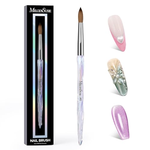 100% Kolinsky Acrylic Nail Brush - Transparent Size 8 - MelodySusie
