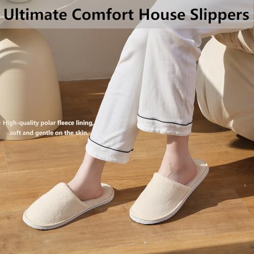 DECOUE 6 Pairs Disposable Slippers for Guest, Non Slip Spa Slides Washable Reusable House Shoes Hotel Indoor Slippers for Women Men, Home,Travel