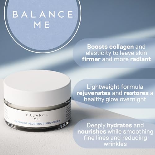Balance Me Tripeptide Plumping Cloud Cream 1.7 fl oz, Anti Aging Moisturizer Face Cream for Hydrating & Firming with Ceramides & Hyaluronic Acid