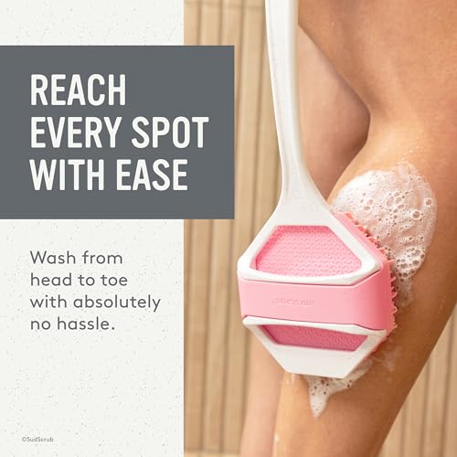 Antimicrobial Body & Face Scrubber Set with Extender & Shower Hook - Charcoal
