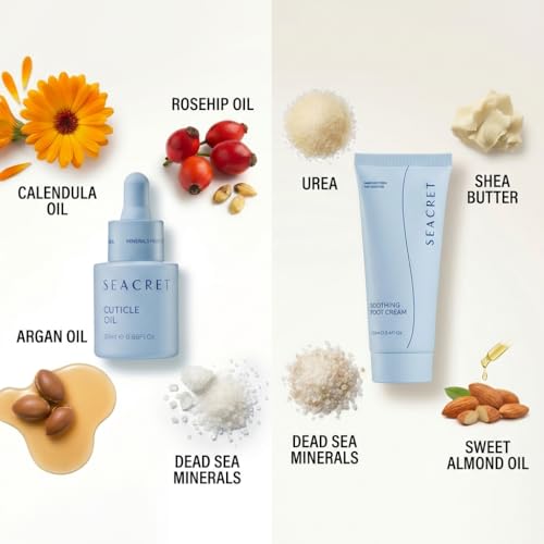 Dead Sea Pedicure Set with Foot Cream & Nail Care Tools - At Home Spa Kit for Cracked Heels