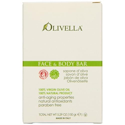Olivella Face and Body Soap, Scented All-Natural 100% Virgin Olive Oil from Italy, 5.29-Ounce Bars (Pack of 12)