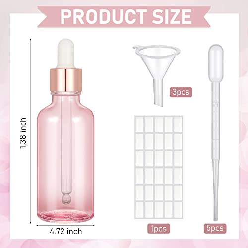 Nuogo Pink 2oz Glass Dropper Bottles for Essential Oils - 50 Pack
