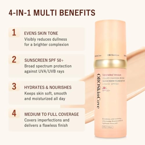 Hydrating SPF50+ Sunscreen Foundation with Color-Adapting Makeup for Active Wear
