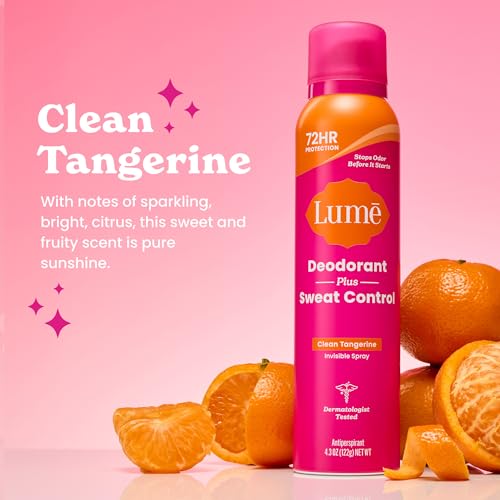 Lume Sweat Control Deodorant Spray 3-Pack - Soft Powder, Clean Tangerine & Vanilla Bliss