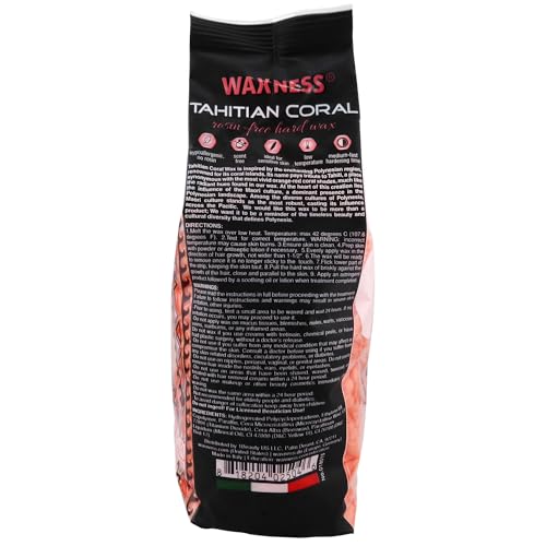 Waxness Tahitian Coral Hard Wax Beads 2.2 lb (1 kg) ? Creamy Texture with Strong Grip for Bikini & Coarse Hair, Smooth Application for Sensitive Skin ? Made in Italy