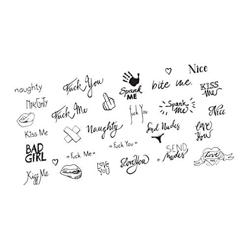 Neva Nude FOOK YU SOUP Naughty Words and Symbols Large Temporary Tattoo Pack | Body Decoration for Festivals, Raves, and More