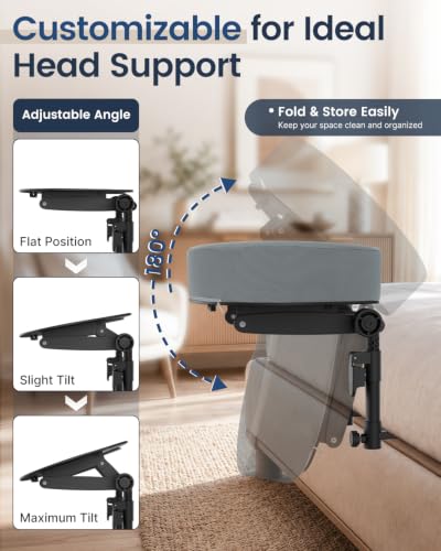 Massage Headrest for Bed - Adjustable Height Face Cradle for Home Spa, Gray, Stone Gray Variation