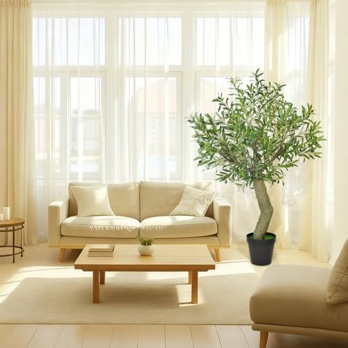5 Ft Artificial Olive Tree - Realistic Indoor Faux Plant with Fruits