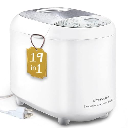 KITCHENARM 19-in-1 Bread Maker with 3 Loaf Sizes & Stainless Steel Lid, White