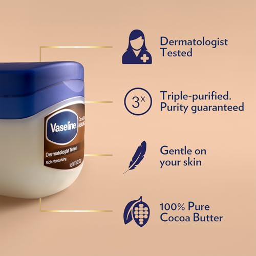 Vaseline Cocoa Butter Healing Jelly 4-Pack - Skin Protectant for Sensitive, Dry Skin