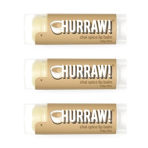 Hurraw! Chai Spice Lip Balm, 3 Pack: Organic, Certified Vegan, Cruelty and Gluten Free. Non-GMO, 100% Natural Ingredients. Bee, Shea, Soy and Palm Free. Made in USA