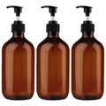 Yebeauty Empty Pump Bottle Dispenser, 17oz/500ml Lotion Soap Shampoo Pump Bottles Large Brown Bottle with Pump Plastic Refillable Containers Pack of 3