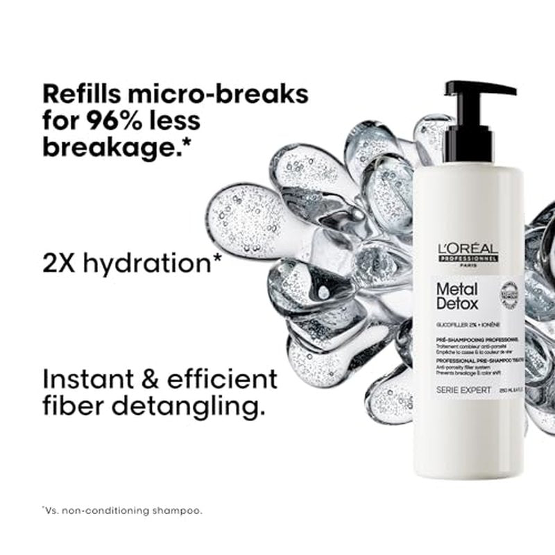 L'Or?al Professionnel Paris Metal Detox Pre-Shampoo Treatment - Strengthens, Refills Micro-Breaks and Protects Against Hard Water Metals, For Damaged and Color-Treated Hair