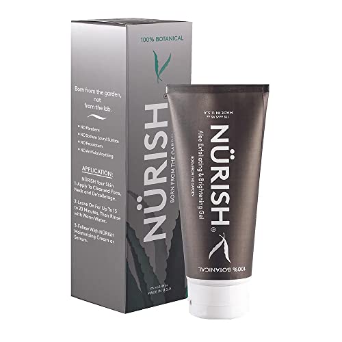 NURISH Aloe Exfoliating Gel, 5.95 oz. 100% Natural & Vegan. Exfoliate & Cleans Your Skin Without Using Harsh Chemicals, Acids or Abrasives.