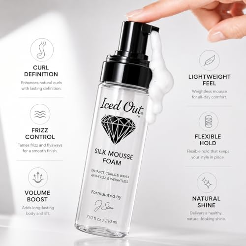 Volumizing Curl & Frizz Control Hair Mousse for Men & Women – Long-Lasting Hold, Shine, 7.10 fl oz