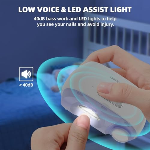Electric Nail Clipper, Electric Nail Trimmer Suitable for Children, Adults, and Elderly, Automatic Nail Clipper with 2 Adjustable Speeds, Nail Clippers with LED Light and Chip Storage Box
