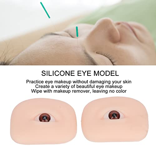 FILFEEL 1 Pair Soft Silicone Eye Model Flexible 5D for Practicing Piercing Suture Makeup Teaching Instructions for Eye Makeup, Semi Permanent Eyebrow Line Practice (Brown Eyeball)