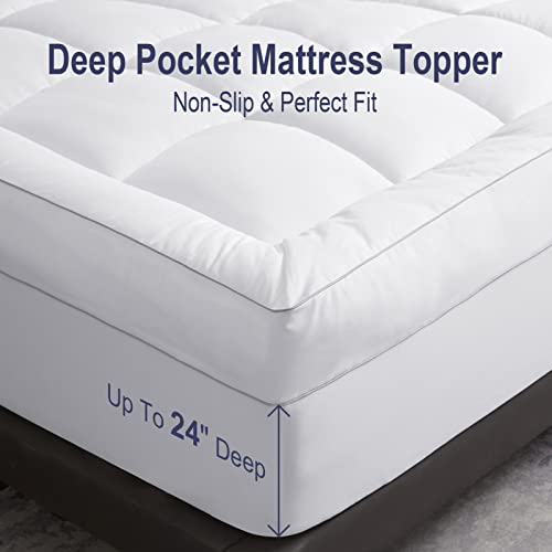 White King Pillow Top Mattress Topper 100% Cotton with Down Alternative Fill