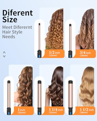 Large 1.5 Inch Ceramic Curling Wand for Long Hair - 1 1/2 Inch Barrel, Salon-Grade