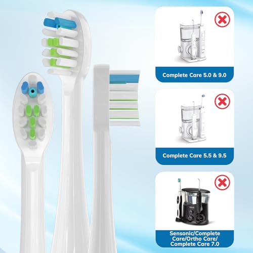 6 Pack Waterpik Sonic Fusion Toothbrush Replacement Heads White with Caps - Compatible SF01/SF02/SF03/SF04 - CloudDent
