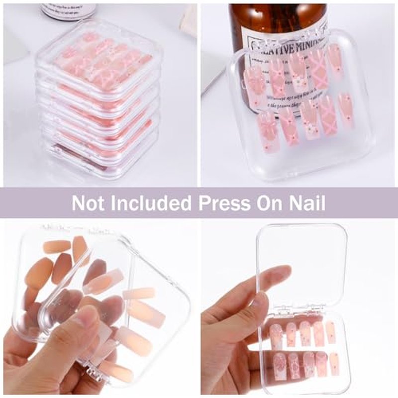 DIVINA VITAE 36Pcs Clear Nail Box Organizer Case Set, Press on Nail Display Box with 3Pcs All-In-One Storage Boxes and 60pcs Double Sided Adhesive Nails Display Tape for Nails Art Home Salon(3 Sets)