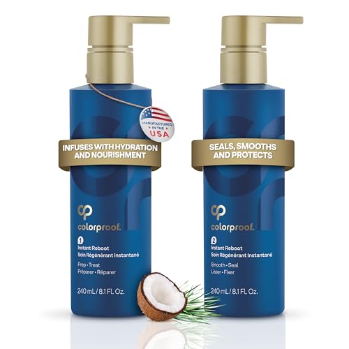 ColorProof Instant Reboot Treatment Masque 8.1 Fl. Oz. (2 Pack) Hair Mask, Lightweight, 2-Step Hair Mask for Damaged Hair with Color Protection, Coconut & Lemongrass Scent