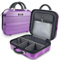 14" Portable Hard Shell Makeup Travel Case - Stylish PC+ABS Cosmetic Organizer for Women - Scratch-Resistant, Elastic Strap, Mini Suitcase - Perfect for Romantic Gifts£¨Futuristic Purple£©