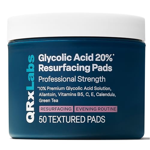 QRxLabs Resurfacing and Hydrating Duo: Glycolic Acid 20% Resurfacing Pads + Hyaluronic Acid 2oz Serum - Smoother, Hydrated and Radiant Skin - Daily Use - 50ct Pads