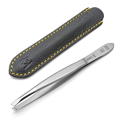 GERMANIKURE Slanted Tweezers with Leather Sleeve – Precision Solingen Steel
