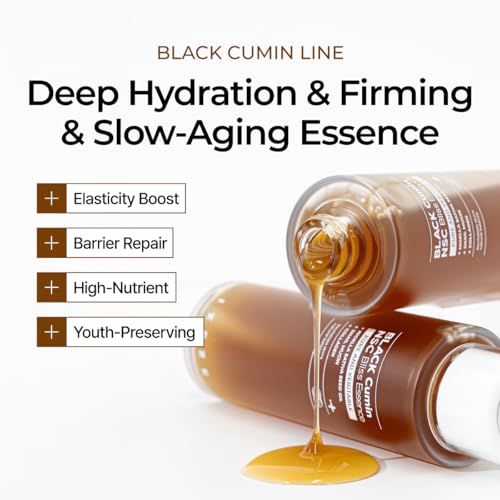 IZEZE BLACK Cumin NSC Bliss Essence 3.38 fl.oz, 100 ml l Black Snail Mucin, Low Molecular Collagen, Hydrating Korean Skincare For Wrinkles, Good Molecules, Nigella Sativa Seed Oil, Thymoquinone