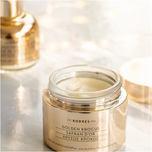 KORRES Golden Krocus Hydra-Filler Plumping Cream, Greek Saffron Face Moisturizer, Anti-Wrinkle Hydration Cream for Women & Men, Firming Day & Night Cream, Skin Care with Hyaluronic Acid, 1.69 fl oz