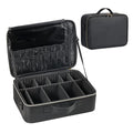 Makeup Travel Case, 16 Inch Makeup Artist Bag with Compartment and Dividers, Portable Cosmetic Bag for Women with Brush Storage Sturdy Dual Zip Closure, Waterproof, Durable, Gift for Her, Black