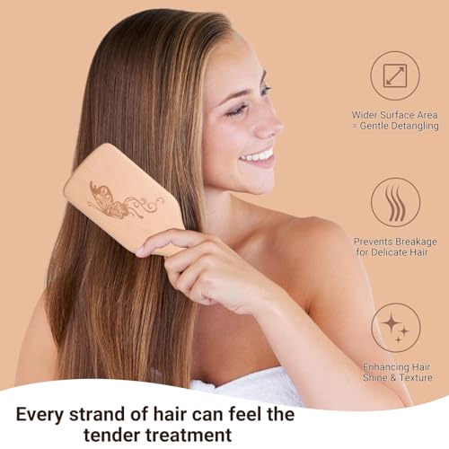 Pure Boar Bristle Hair Brush Set with Wide-Tooth Comb - Natural Beechwood Detangling Kit for Shine & Frizz Control - Gift for Women & Men - Variation: Boar Bristle