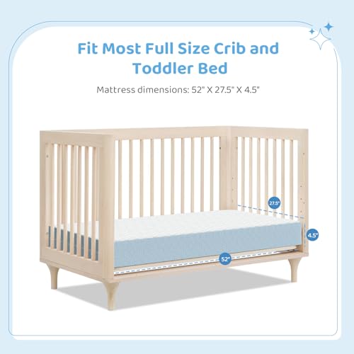 Dual-Sided Gel Memory Foam Toddler Crib Mattress 52 x 27.5 x 4.5 Inches