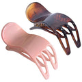 Parcelona French Bear Paw Claw Hair Clip - Blush Pink & Brown, Medium 3 inch