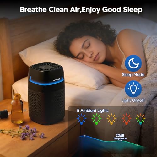 Small Air Purifier for Bedroom Up to 1250 ft² with HEPA Filter & Aromatherapy