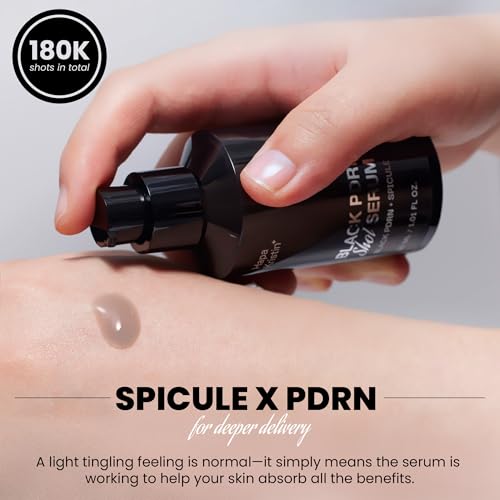 HAPA KRISTIN Black PDRN Shot Serum, Spicule Microneedling for Dark Spots, Uneven Tone, Elasticity, Firming, Glow, Strengthen the Skin Barrier, 1.01 FL OZ