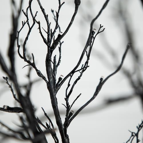 6ft Pre-Lit Halloween Black Twig Artificial Tree with Multicolor LED Lights