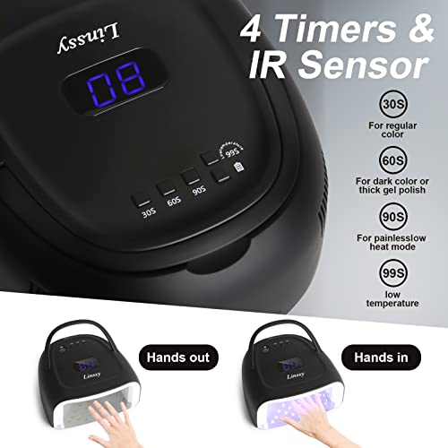 Cordless 60W UV LED Nail Lamp for Gel Nails – Linssy Black