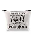 G2TUP Reiki Healer Thank You Gift She Believe She Can Change The World So She Became A Reiki Healer Cosmetic Bag (She Became A Reiki Healer White Bag)