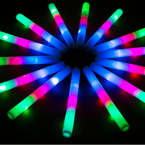 100PCS LED Foam Glow Sticks Bulk Party Pack with 3 Modes - Colorful Flashing for Events & Celebrations - Variation 100