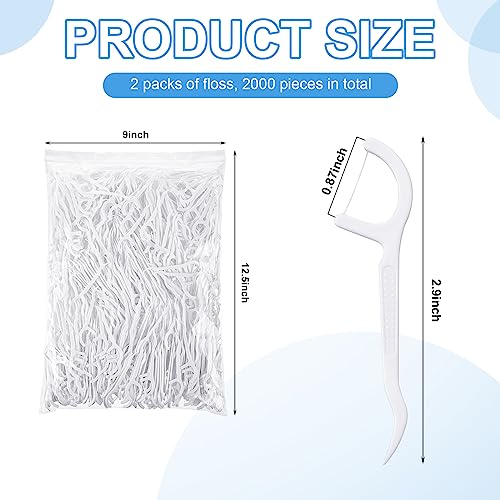 Dental Floss Picks Bulk 2000 White Unflavored Tooth Cleaners for Adults & Kids