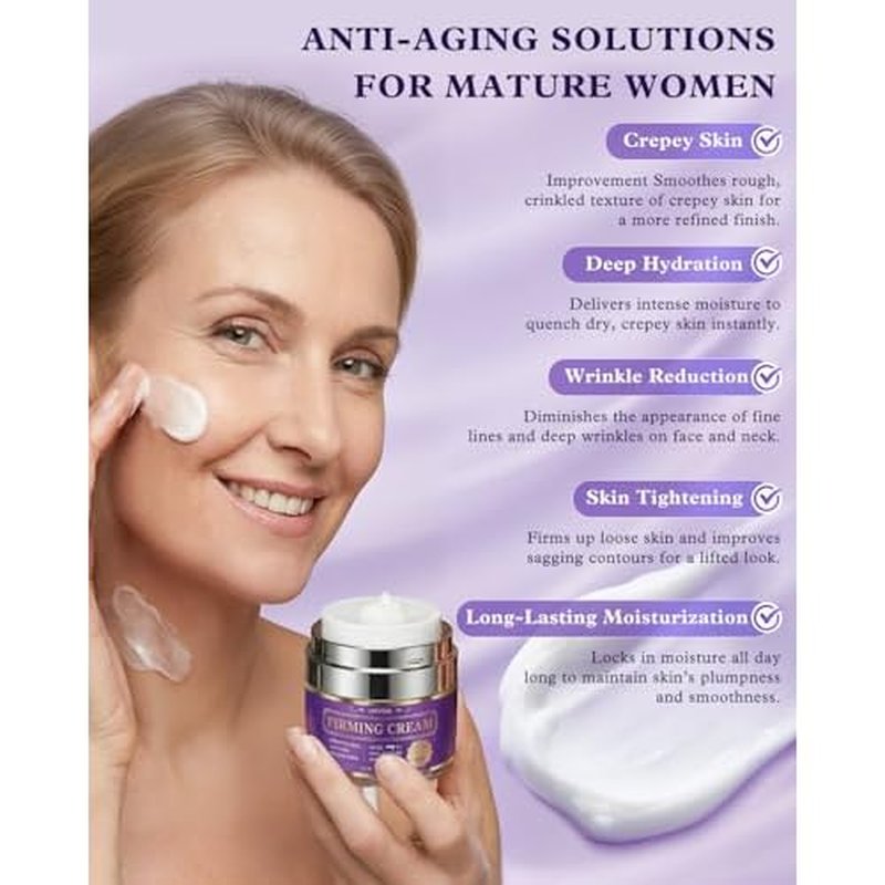 Firming Face & Neck Cream - 7% Hyaluronic Acid & Retinol - Anti-Aging Collagen Moisturizer for Mature Women, Day & Night Formula 1.7 oz