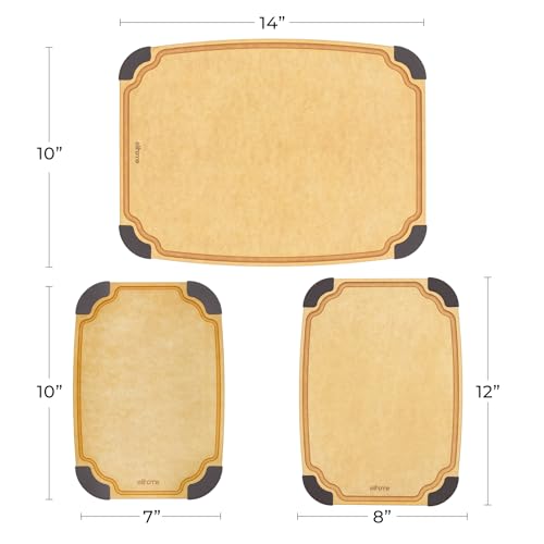 Elihome 3-Pack 3-in-1 Reversible Cutting Boards Set - S, M, L Kitchen Prep