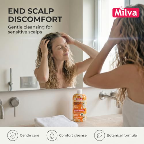 Milva Itchy Scalp Shampoo with Propolis 17 Fl Oz - Natural Dandruff Relief & Nourishing Hair Care